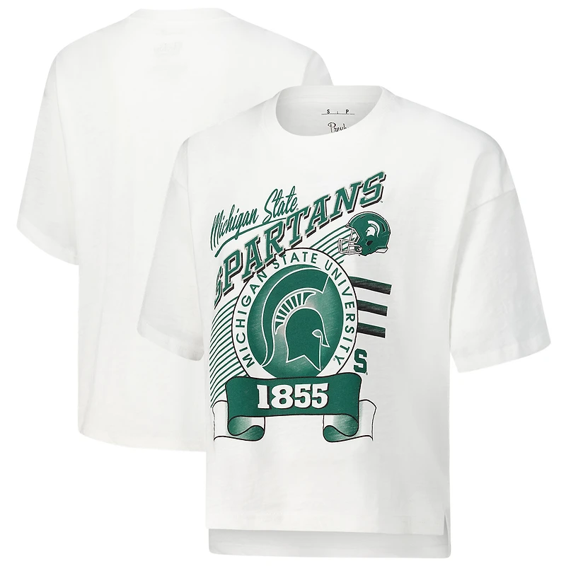 T-shirt blanc Pressbox Michigan State Spartans Rock & Roll Slub pour femmes