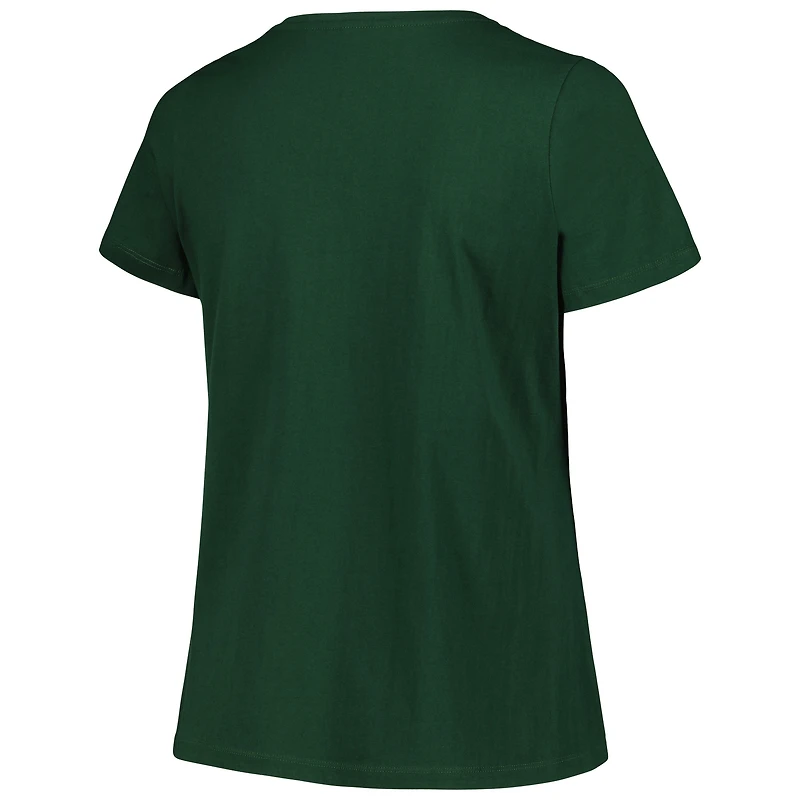 T-shirt vert à encolure dégagée pour femmes, Michigan State Spartans, grande taille, avec logo arqué