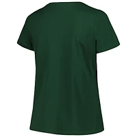 T-shirt vert à encolure dégagée pour femmes, Michigan State Spartans, grande taille, avec logo arqué