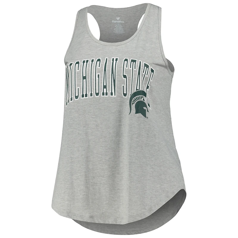 Profil pour femme Gris chiné Michigan State Spartans Arch Logo Débardeur dos nageur à encolure dégagée