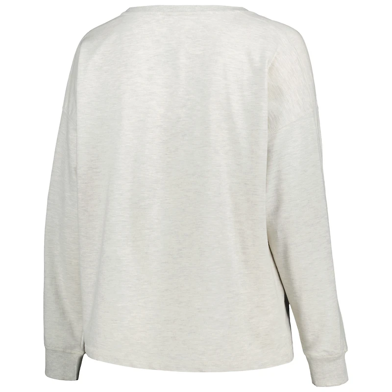 Women's Profile Oatmeal Michigan State Spartans Plus Distressed Arch Over Logo Neutral Boxy Pullover Sweatshirt