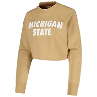 Women's Tan Michigan State Spartans Raglan Cropped Sweatshirt & Sweatpants Set
