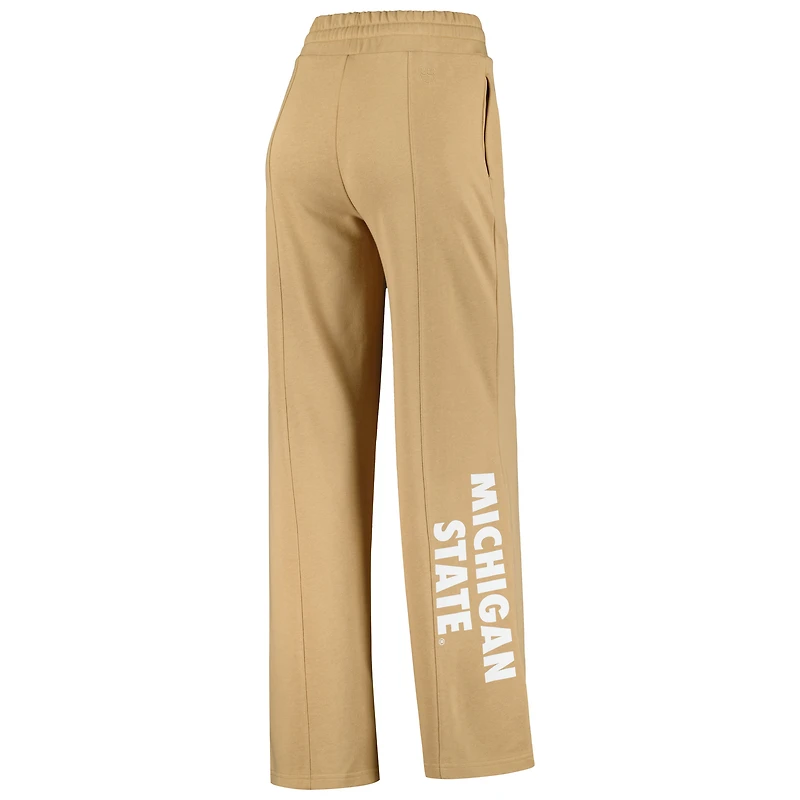 Women's Tan Michigan State Spartans Raglan Cropped Sweatshirt & Sweatpants Set