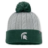 Bonnet en tricot à revers et pompon Becca pour femme Top of the World Michigan State Spartans gris/vert