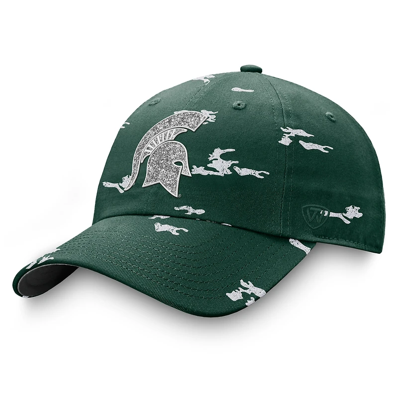 Chapeau ajustable Betty vert Top of the World pour femmes, Michigan State Spartans, hommage aux militaires OHT