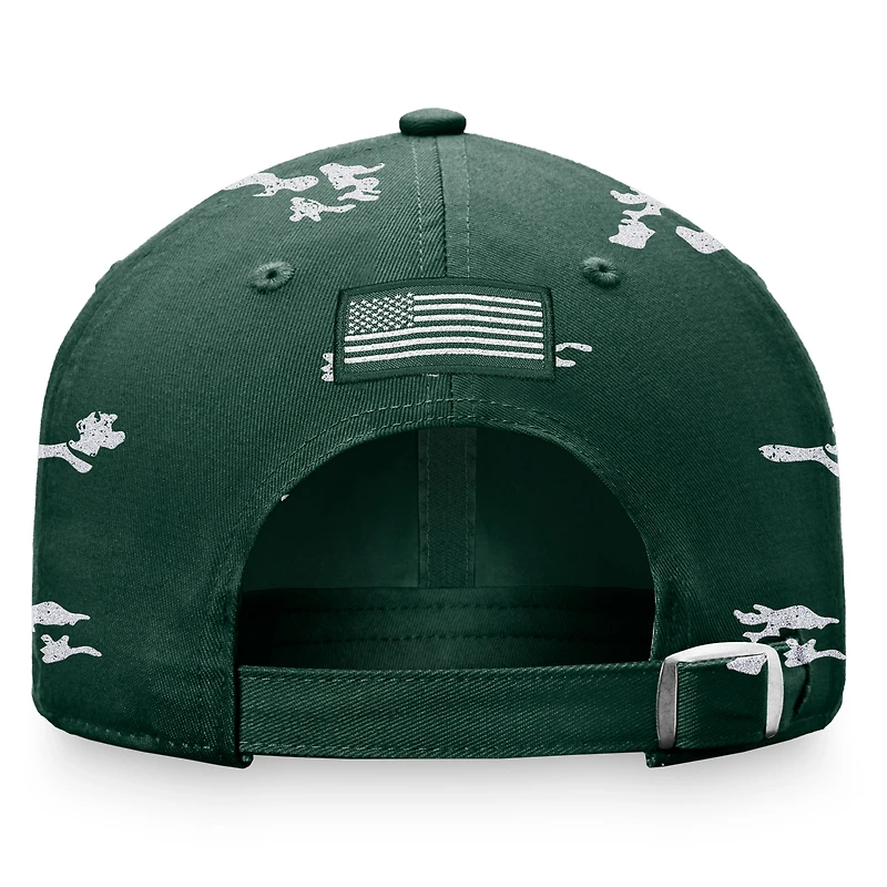 Chapeau ajustable Betty vert Top of the World pour femmes, Michigan State Spartans, hommage aux militaires OHT