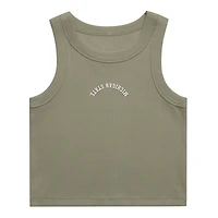 Women's Uscape Apparel Green Michigan State Spartans Upside Down Embroidery Ribbed Cropped Tank Top