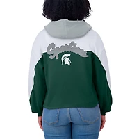 Women's WEAR by Erin Andrews Green Michigan State Spartans Color-Block Full-Zip Hoodie