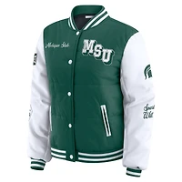 Veste matelassée verte à boutons-pression pour femme WEAR by Erin Andrews des Spartans de l'État du Michigan