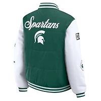 Veste matelassée verte à boutons-pression pour femme WEAR by Erin Andrews des Spartans de l'État du Michigan