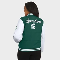 Women's WEAR by Erin Andrews  Green Michigan State Spartans Varsity Full-Snap Puffer Jacket