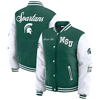 Veste matelassée verte à boutons-pression pour femme WEAR by Erin Andrews des Spartans de l'État du Michigan
