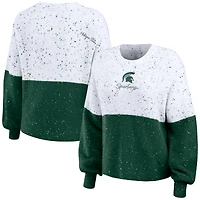 pull WEAR by Erin Andrews pour femmes, blanc/vert, Michigan State Spartans, à script color block