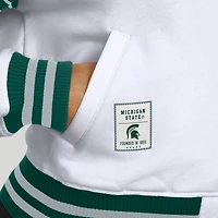 Women's WEAR by Erin Andrews White/Green Michigan State Spartans Satin Stitch Full-Snap Fleece Sweatshirt Jacket