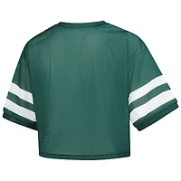 T-shirt court en maille à col V vert ZooZatz pour femme, motif Spartans de l'État du Michigan