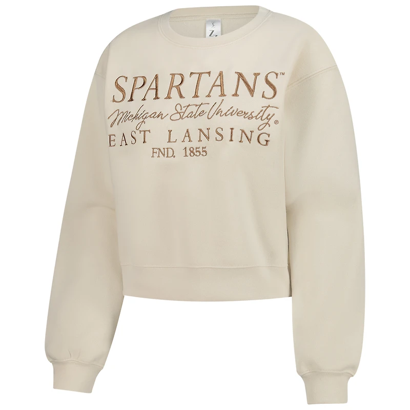 Sweat-shirt ras du cou court pour femme ZooZatz Sand Michigan State Spartans