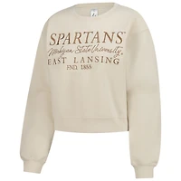 Sweat-shirt ras du cou court pour femme ZooZatz Sand Michigan State Spartans