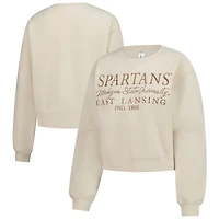 Women's ZooZatz Sand Michigan State Spartans Cropped Crewneck Sweatshirt