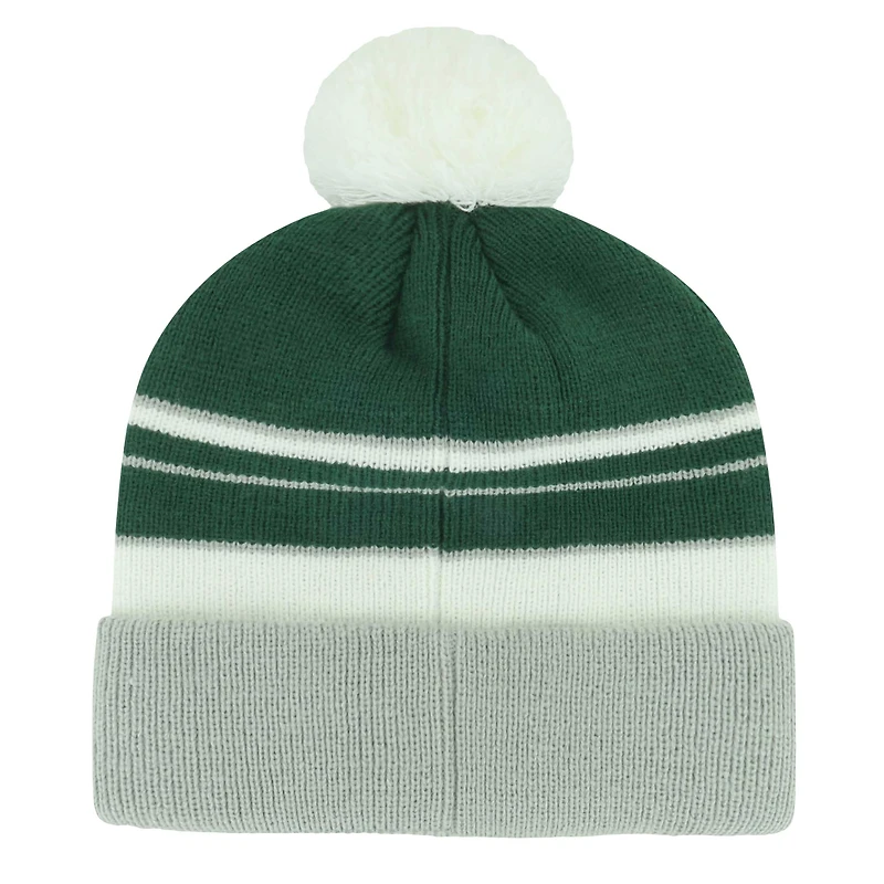 Bonnet en tricot à revers avec pompon pour jeunes de l'équipe Peewee des Spartans de l'État du Michigan, vert '47