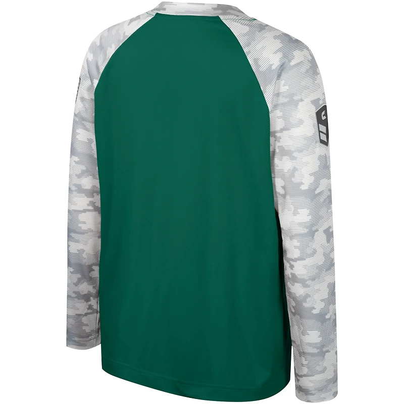 Youth Colosseum Green/Camo Michigan State Spartans OHT Military Appreciation Dark Star Raglan Long Sleeve T-Shirt