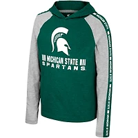 T-shirt à capuche manches longues et pour jeunes Colosseum Green Michigan State Spartans Ned Raglan