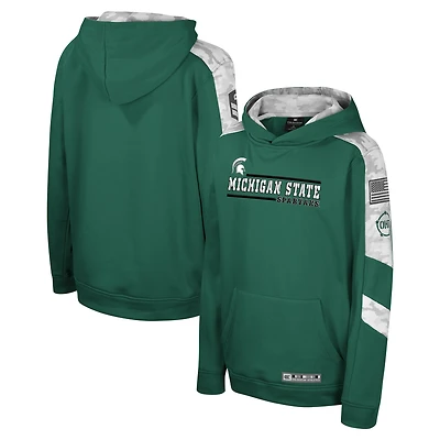 Youth Colosseum Green Michigan State Spartans OHT Military Appreciation Cyclone Digital Camo Pullover Hoodie