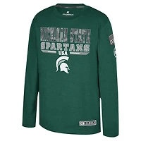 Youth Colosseum Heather Green Michigan State Spartans OHT Military Appreciation Oorah Long Sleeve T-Shirt