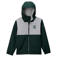 Youth Columbia Green Michigan State Spartans Rainy Fields Lined Omni-Tech Full-Zip Hoodie Jacket