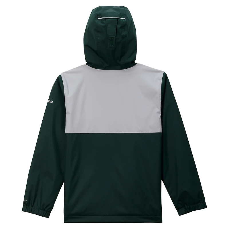 Youth Columbia Green Michigan State Spartans Rainy Fields Lined Omni-Tech Full-Zip Hoodie Jacket