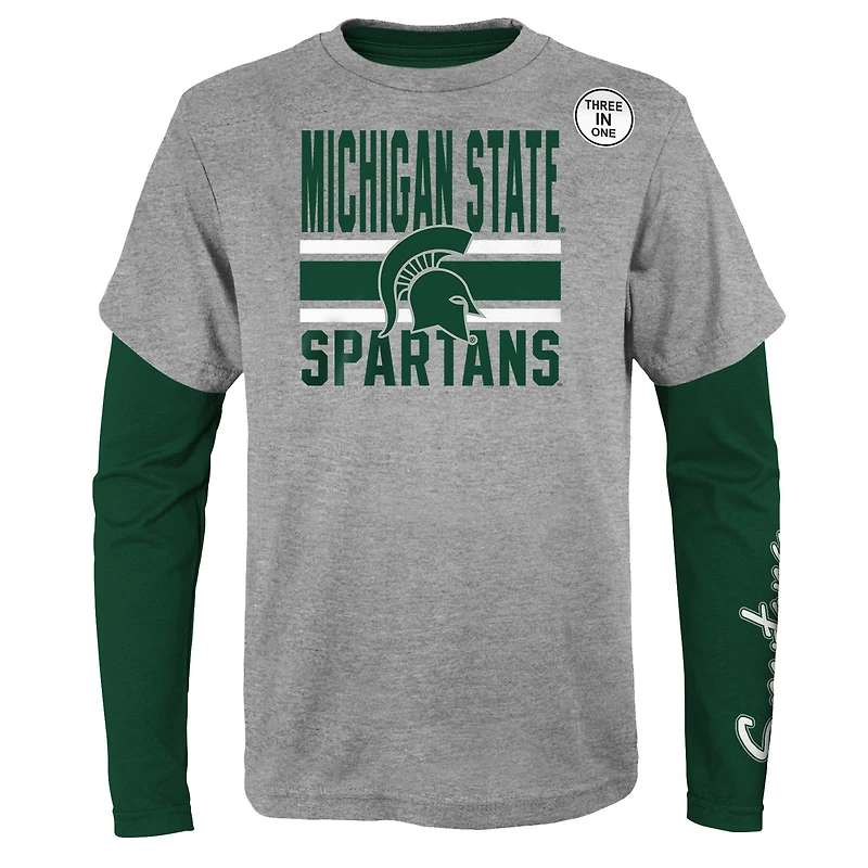 Youth Gray/Green Michigan State Spartans Fan Wave T-Shirt Combo Pack