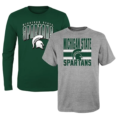 Youth Gray/Green Michigan State Spartans Fan Wave T-Shirt Combo Pack