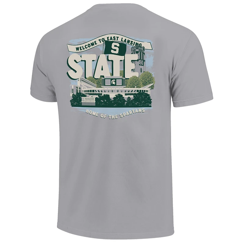 T-shirt gris pour jeunes des Spartans de l'État du Michigan, scène campus local