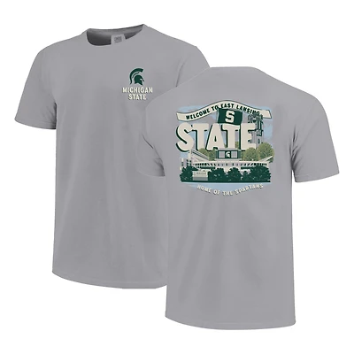 T-shirt gris pour jeunes des Spartans de l'État du Michigan, scène campus local