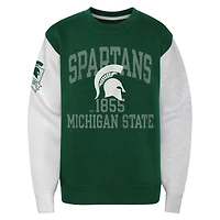 Youth Green Michigan State Spartans Color Block Fleece Pullover Sweatshirt