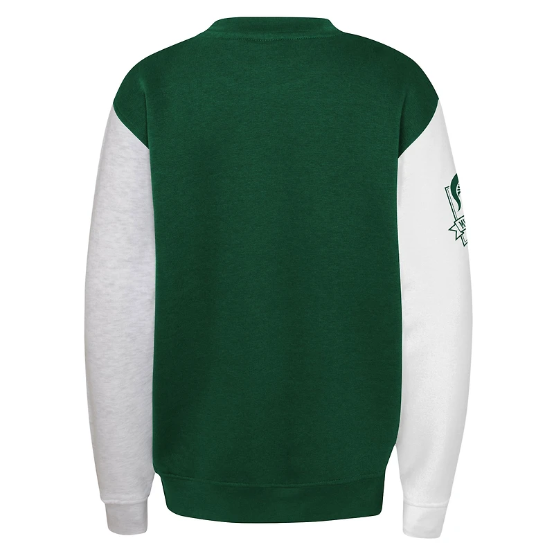 Youth Green Michigan State Spartans Color Block Fleece Pullover Sweatshirt