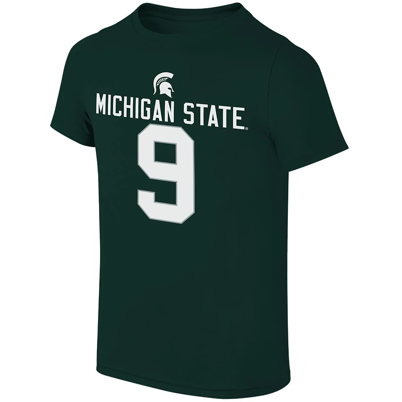 T-shirt enfant vert Kenneth Walker III, joueur des Spartans de l'Université d'État du Michigan, avec nom et numéro