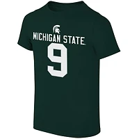 T-shirt enfant vert Kenneth Walker III, joueur des Spartans de l'Université d'État du Michigan, avec nom et numéro