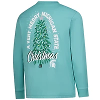 T-shirt à manches longues vert clair pour jeunes, Michigan State Spartans, motif sapin de Noël