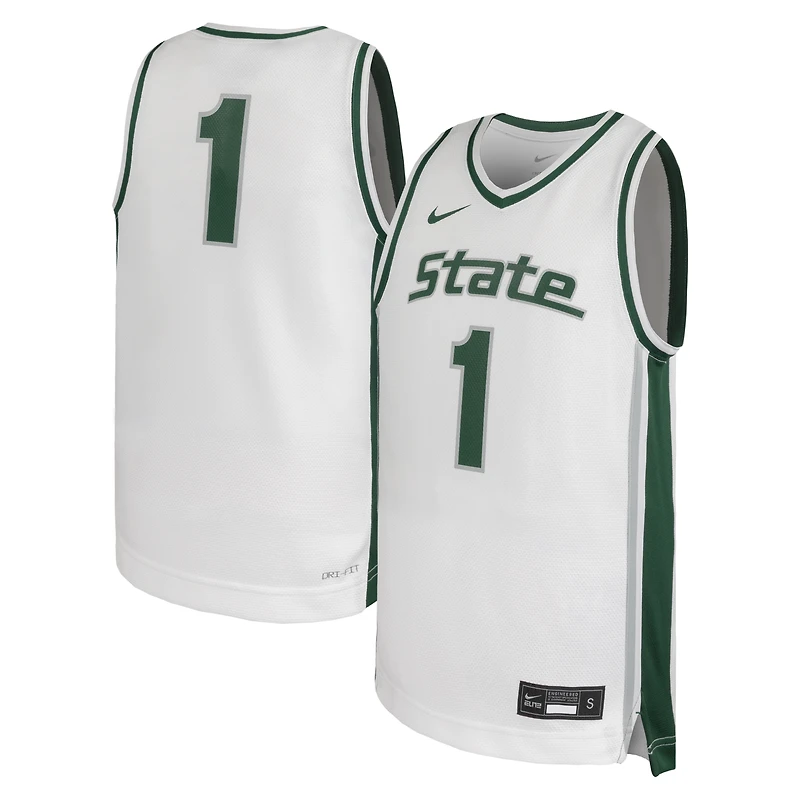 Youth Nike #1 White Michigan State Spartans Alternate Replica Basketball Jersey