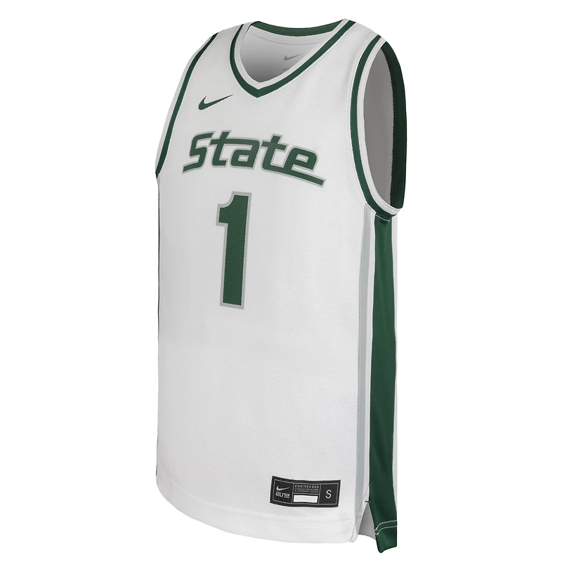 Youth Nike #1 White Michigan State Spartans Alternate Replica Basketball Jersey