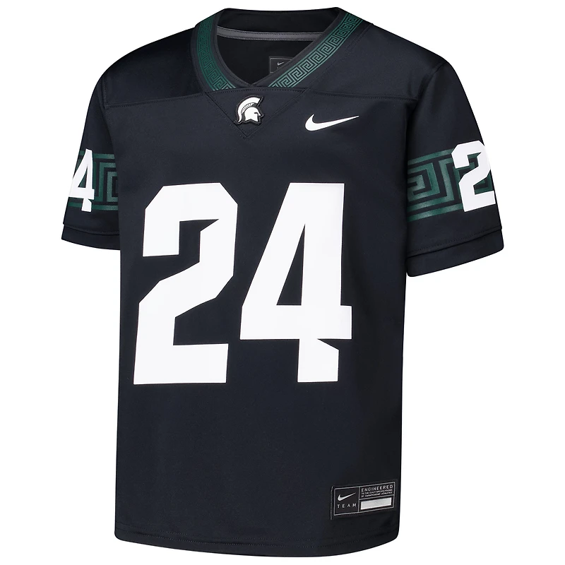 Maillot de football pour jeunes Nike #24 noir Michigan State Spartans Untouchable