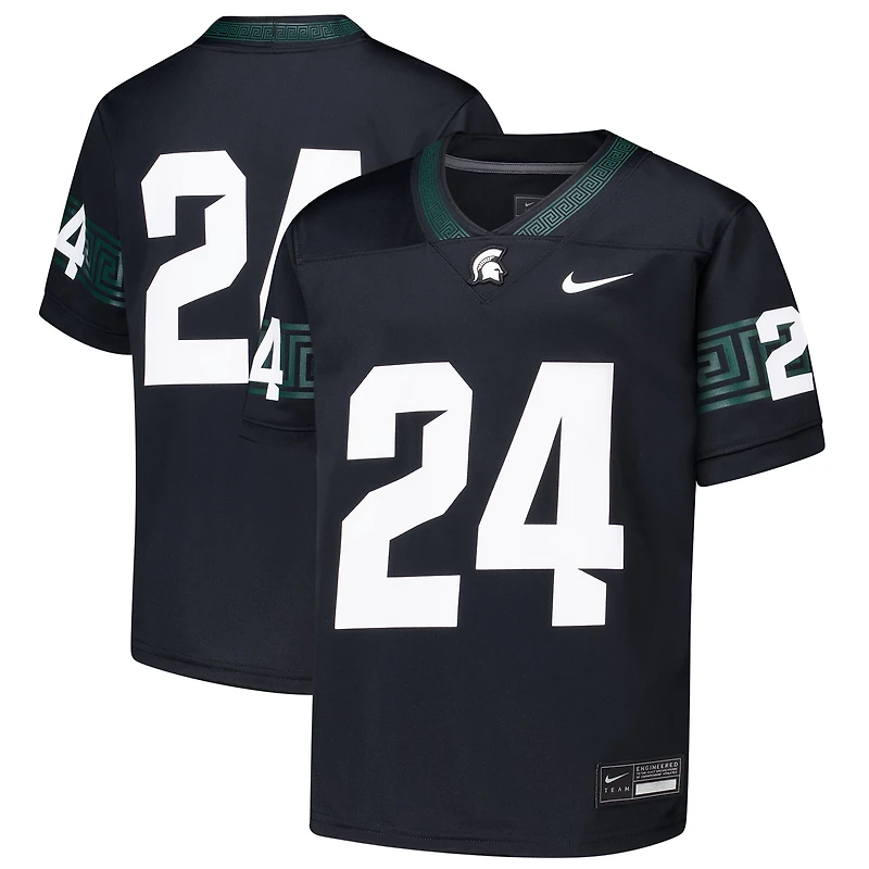 Maillot de football pour jeunes Nike #24 noir Michigan State Spartans Untouchable