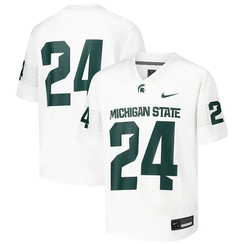 Maillot de football pour jeunes Nike #24 blanc Michigan State Spartans Untouchable