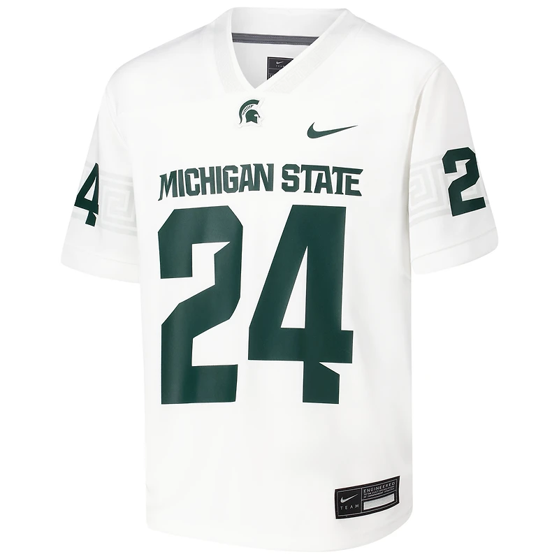 Maillot de football pour jeunes Nike #24 blanc Michigan State Spartans Untouchable