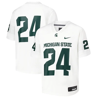 Maillot de football pour jeunes Nike #24 blanc Michigan State Spartans Untouchable