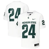 Maillot de football pour jeunes Nike #24 blanc Michigan State Spartans Untouchable