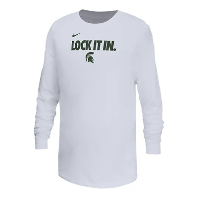 Youth Nike White Michigan State Spartans On-Court Bench Legend Dri-FIT Long Sleeve T-Shirt