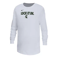 Youth Nike White Michigan State Spartans On-Court Bench Legend Dri-FIT Long Sleeve T-Shirt
