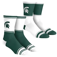 Lot de 2 paires de chaussettes mi-mollet à blocs de couleurs pour jeunes Rock Em Socks Michigan State Spartans