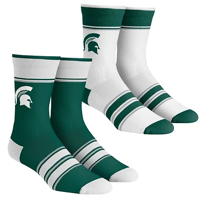 Youth Rock Em Socks Michigan State Spartans Multi-Stripe 2-Pack Team Crew Sock Set